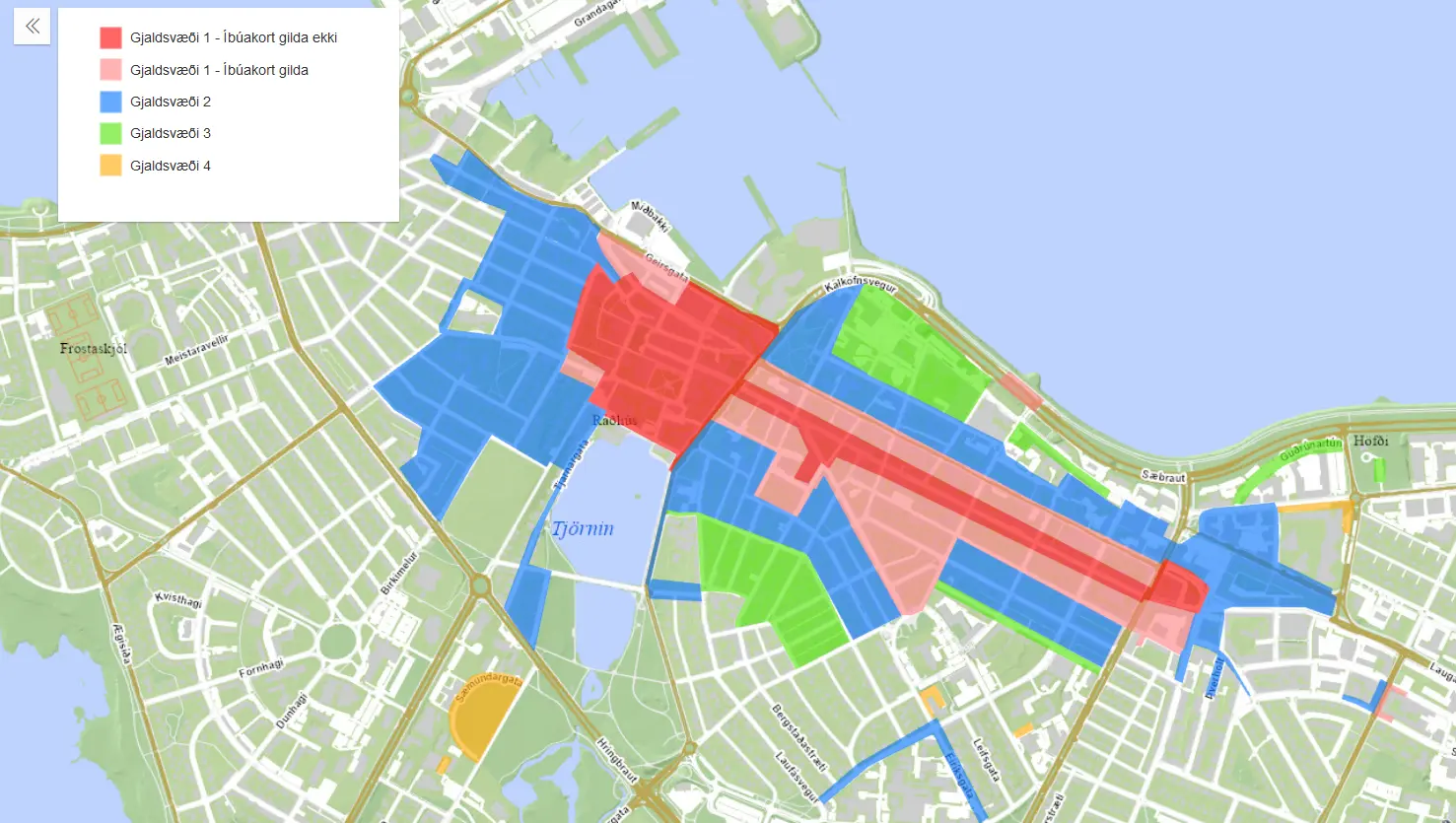 Зони паркування у Рейк'явіку (Ісландія)