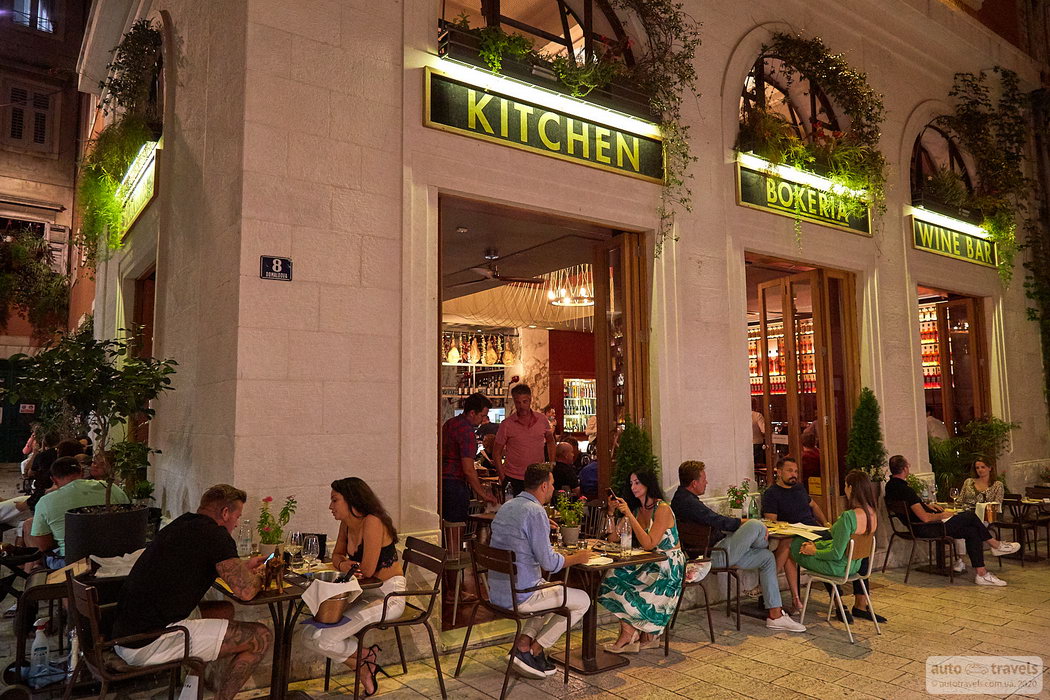 Split, Croatia by car, cafe, promenade