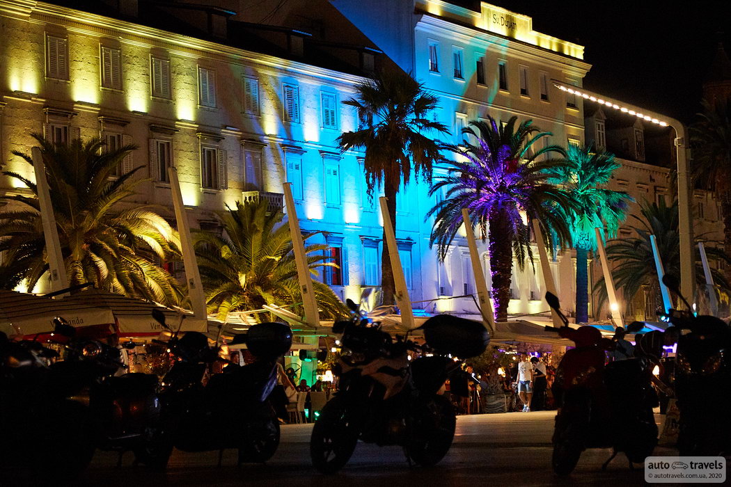 Split, Croatia by car, cafe, promenade